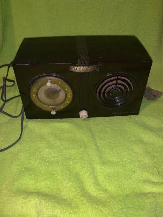 Vintage Ge General Electric Bakelite Alarm Clock Tube Radio Model 510 Bakealite