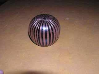 Vintage Murano Black & Gold Sparkle Striped Art Glass Paperweight