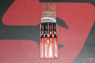 Vintage Snap On Black Hard Handle 4 Piece Pick Set Asa204 With Pouch