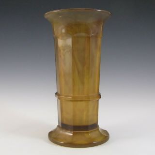 Davidson Vintage 8 " Art Deco Amber Cloud Glass Vase 279