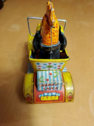 Vtg yonezawa of Japan Tin Litho Friction Happy Chick Funny Car,  1957 5