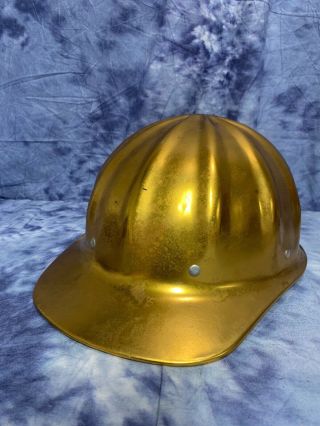 Vintage Gold Superlite Aluminum Hard Hat Fibre Metal Lite Safety Usa Made