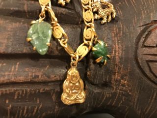 Vintage Coro Charm Bracelet Buddha Dragon Jade? 1950 - ‘60’s