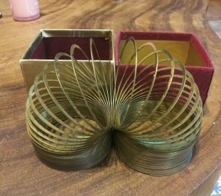Vintage Brass Slinky W/ Red Felt Box