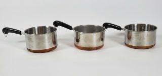 Vintage Revere Ware Set Of 3 Stainless Steel Copper Bottom 1 Cup Measuring Cups