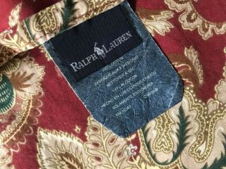 Two (2) Vintage Ralph Lauren Jardiniere King Pillow Shams Red Gold Blue Label 7