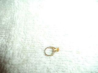 Vintage Miniature 14k Yellow Gold Ring Charm Pendant Yellow Stone For A Doll
