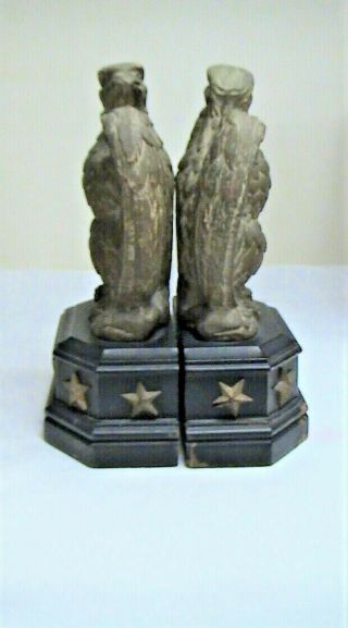 Vintage Syroco Wood Eagle Bookends 7 1/2 x 4 3/4 x 2 1/2 