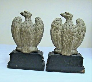Vintage Syroco Wood Eagle Bookends 7 1/2 x 4 3/4 x 2 1/2 