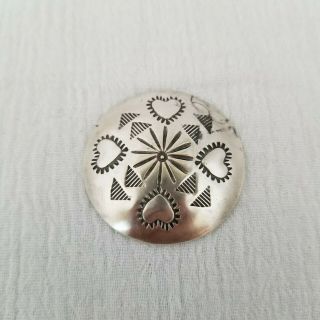Vintage Navajo Sterling Silver Hand Tooled Hearts Concho Button