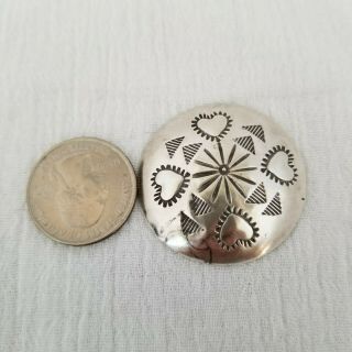 Vintage Navajo Sterling Silver Hand tooled Hearts Concho Button 3