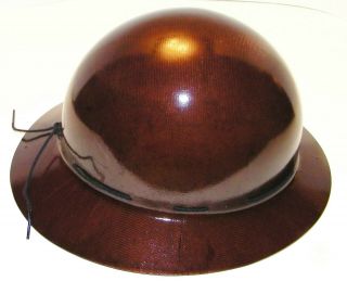 Vintage Brown MSA Skullgard Type K Miners Full Brim Safety Helmet / Hard Hat 2