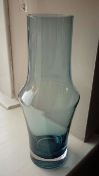 1970s Vintage Riihimaki Tamara Aladin Steel Blue Glass Vase