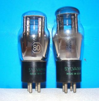 No 80 Sylvania Type Rectifier Radio Vintage Vacuum 2 Tubes Valves St Shape 280