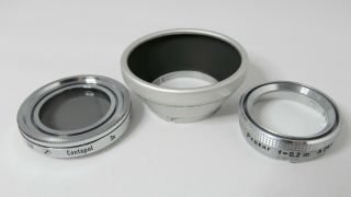 Vintage Zeiss Ikon filter and hood set for Contaflex II,  other; Contapol,  Proxar 2