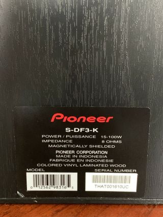 Pioneer S - DF3 - K 2 - Way Bookshelf Speakers 8” Woofer SDF3K ISO Drive SHIPS FAST 11