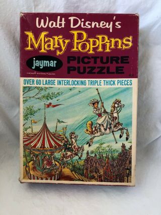Vintage 1964 Walt Disney Mary Poppins Jaymar Picture Puzzle Complete