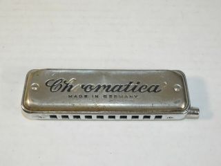 Vintage Hohner Chromatica Harmonica Musical Instrument Chrome Made In Germany