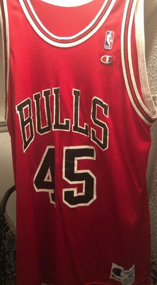 Vintage Michael Jordan Champion Chicago Bulls 45 Nba Jersey Sz 48