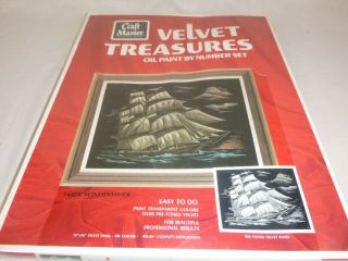 Nos Vtg 1970 Black Velvet Paint By Number Kit Windjammer Sailing Craftmaster