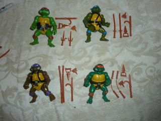 Vintage Tmnt Ninja Turtles Set Of 4 Action Figure 1988 Soft Heads Nr Complete I2