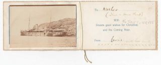 Vintage Ww1 Royal Navy Xmas Card 1918,  Hms Dalhousie,  With Tipped In Photo