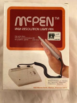 Mcpen Light Pen,  Box,  Programs,  Instructions For Commodore 64 Atari Vic 20 (euc)