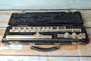 Vintage Selmer Company Bundy Ii Flute Instrument Sn 681644 W Case & Cleaning Rod
