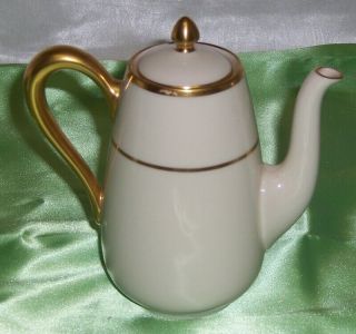 Vintage Lenox Porcelain Small One Cup Teapot Gold Trim