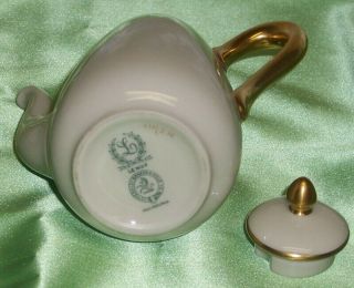 Vintage Lenox Porcelain Small One Cup Teapot Gold Trim 3