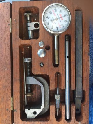 Vintage Lufkin 299a 399a Universal Dial Test Indicator W/ Wooden Case