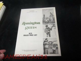 1975 Remington Dealer Guns Price List Rifles Shotguns