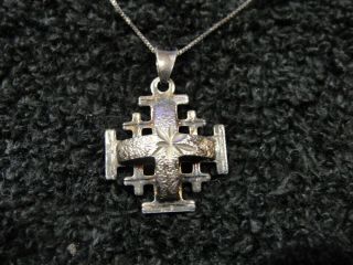 Vintage Cross Italy 925 Jerusalem Sterling Silver Pendant & Necklace 18 "
