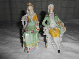 Vintage Porcelain Sitting Couple Figures Germany 9897