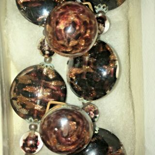 Vntg/antq Necklace/clip Earrings Murano,  Italy,  Hand - Blown Venetian Glass - Black.
