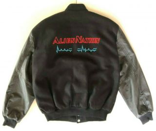 Vtg Sichel Alien Nation Black Embroidered Jacket Bomber Letterman Jacket Mens M