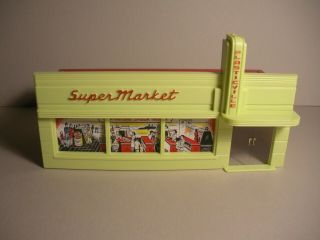 Vintage Plasticville Lg Market Kit (sm - 7),  Green Front,  Red Letters & Roof