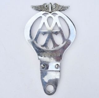 Aa Badge,  Early Flat Style,  1930 - 1945 - Good Chrome - Vintage Car / Motorcycle