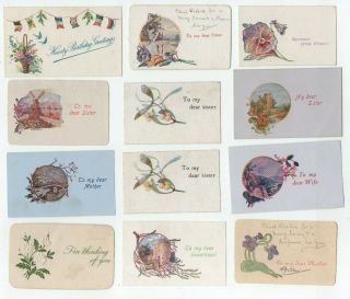 Insert Cards For Ww1 Embroidered Silk Postcards Dear Sister Etc Vintage 1914 - 18