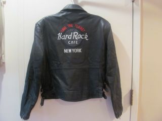 Vintage Hard Rock Cafe Save The Planet York Black Leather Coat Jacket Size S