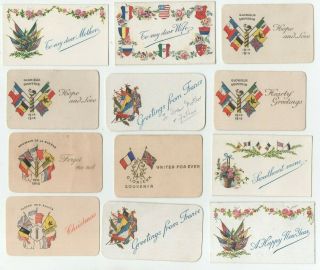 Insert Cards For Ww1 Embroidered Silk Postcards Patriotic Etc Vintage 1914 - 1918
