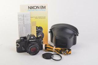 Exc,  Nikon Em 35mm Slr W/50mm F1.  8 Series E Lens,  Case,  Instr.