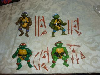 Vintage Tmnt Ninja Turtles Set Of 4 Action Figures Complete Soft Heads 1988 H1