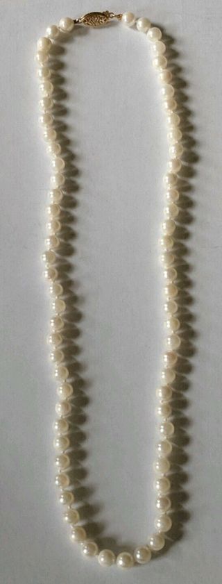 Vintage 14k Gold 5.  5mm Pearl Necklace 18 " Long