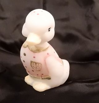 Vintage Signed Fenton Hand Painted Satin Glass Duck Figurine In Outfit
