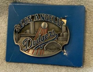 Vtg 1988 Los Angeles Dodgers Enameled Pewter Belt Buckle Siskiyou Buckle Co.
