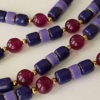 Vintage Trifari Necklace Purple Berry - Periwinkle Blue Beads 30 " Long 70 