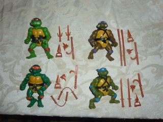 Vintage Tmnt Ninja Turtles Set Of 4 Soft Head Action Figures Complete 1988 G6