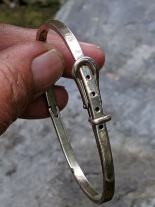 Vintage Mexico Taxco 925 Sterling Silver Belt Buckle Bracelet