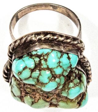 Vintage Sterling Silver Turquoise Nugget Ring Size 7.  5